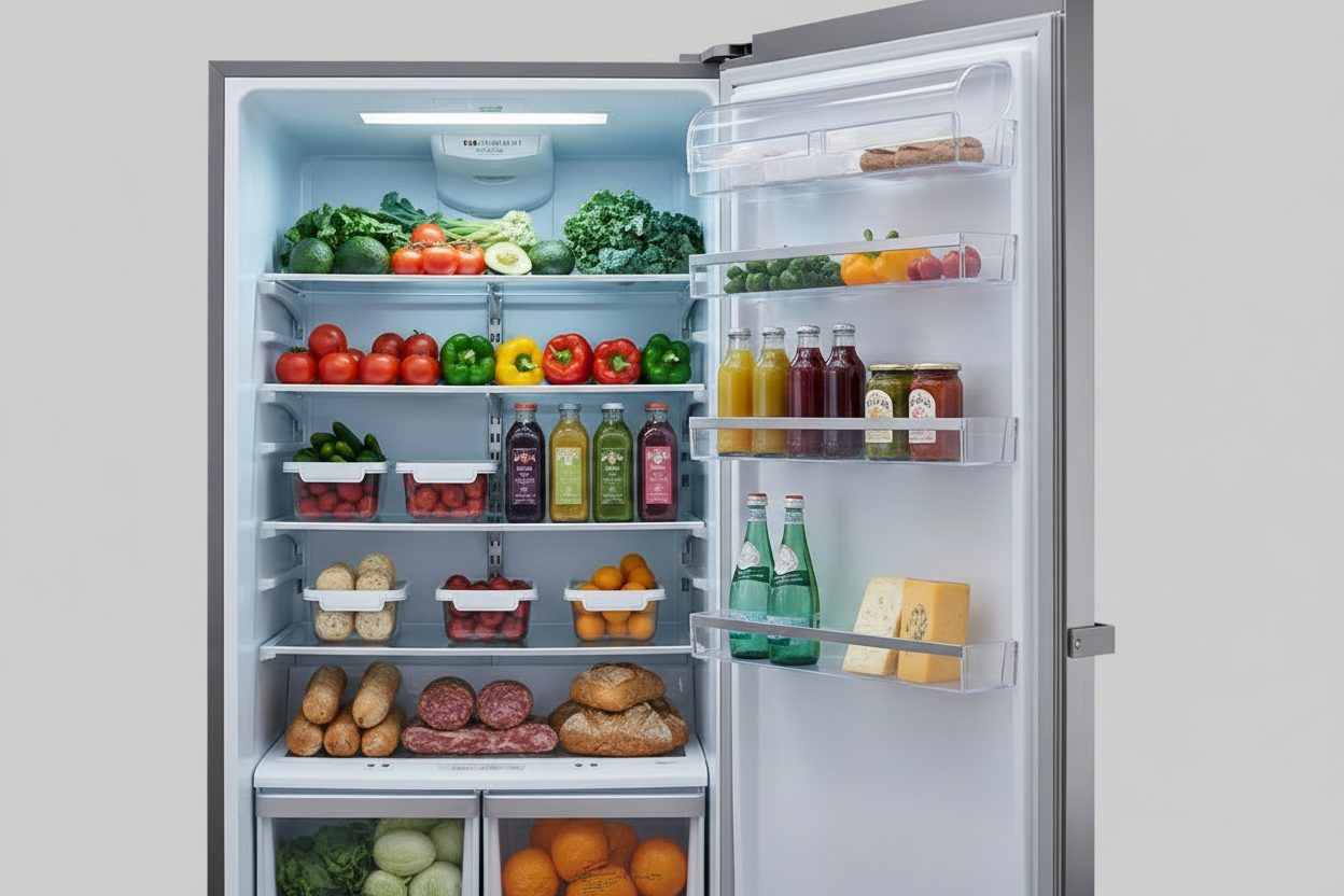 Réfrigérateur avec arrière-plan gris